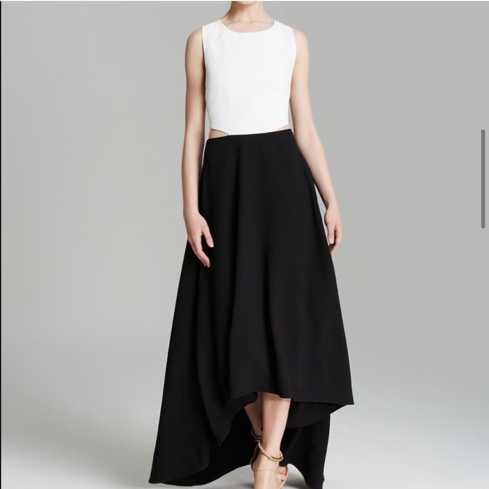 Alice + Olivia Colorblock High-Low Cut-Out Dress
